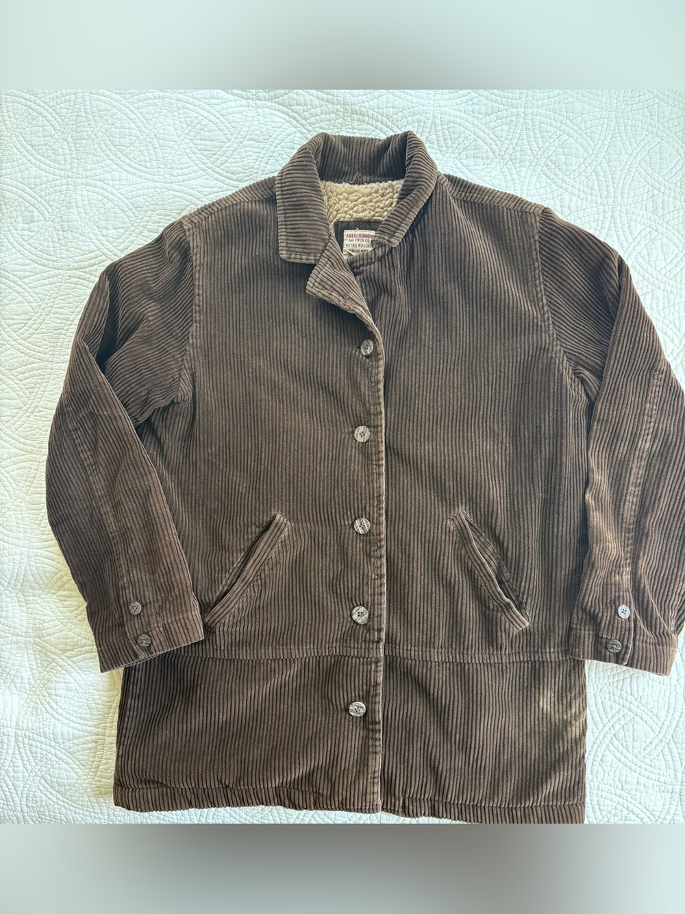 Abercrombie & Fitch Corduroy Sherpa-Lined Jacket Vintage Medium - Picture 2 of 6